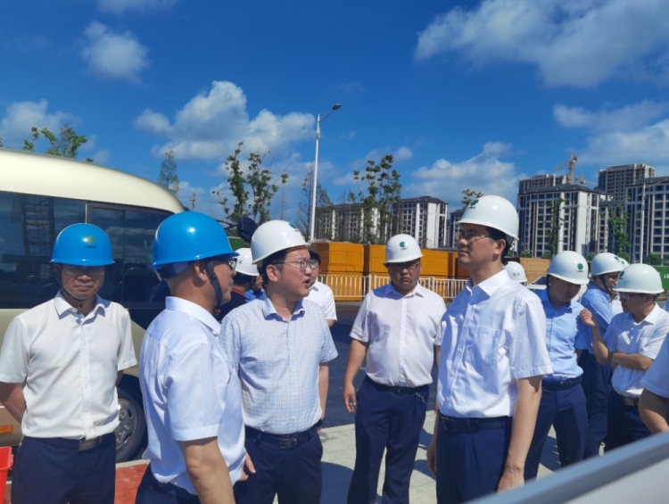 南浔区区长程佳一行在镇海中学南浔分校、南浔人才大道项目施工现场调研